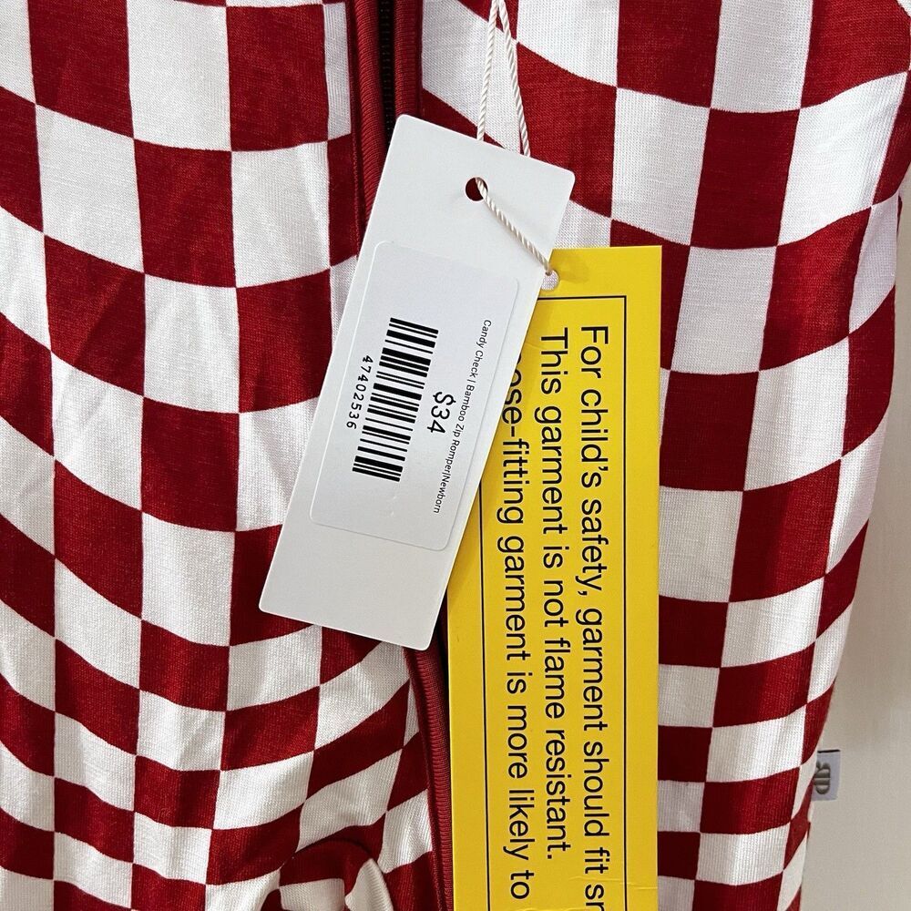Brixton Phoenix Candy Check Bamboo Zip Romper Zippy Burnt Orange SZ Newborn NWT - Picture 6 of 15